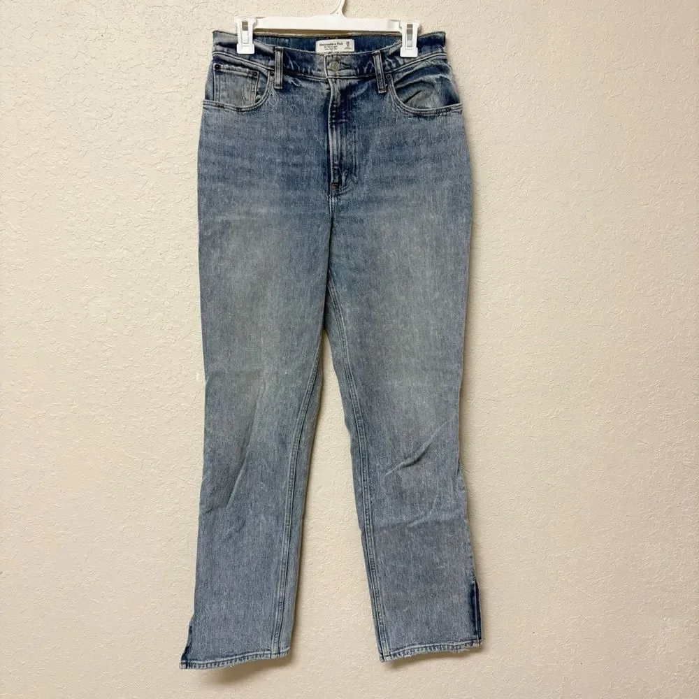 Abercrombie & Fitch 90s Straight High Rise Blue Jeans Size 28/6R Curve Slit